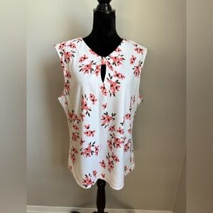 Liz Claiborne White and Pink Floral Tank Top
